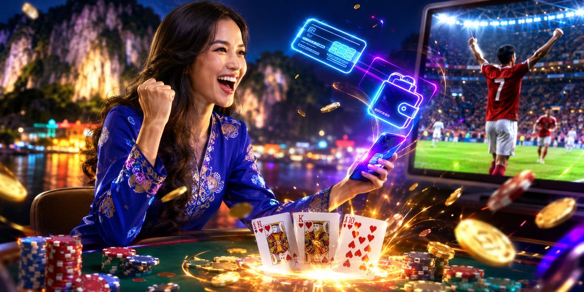 Orang bermain Teen Patti tradisional di Ipoh dengan baju kurung Melayu