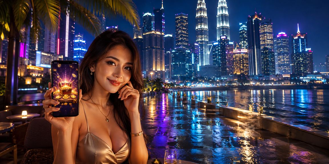 Pengguna mengakses promosi dalam talian menggunakan telefon pintar di Kuala Lumpur